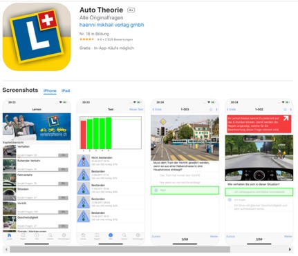 Auto Theorie - learning theory in Switzerland for the theory test for the driving licence